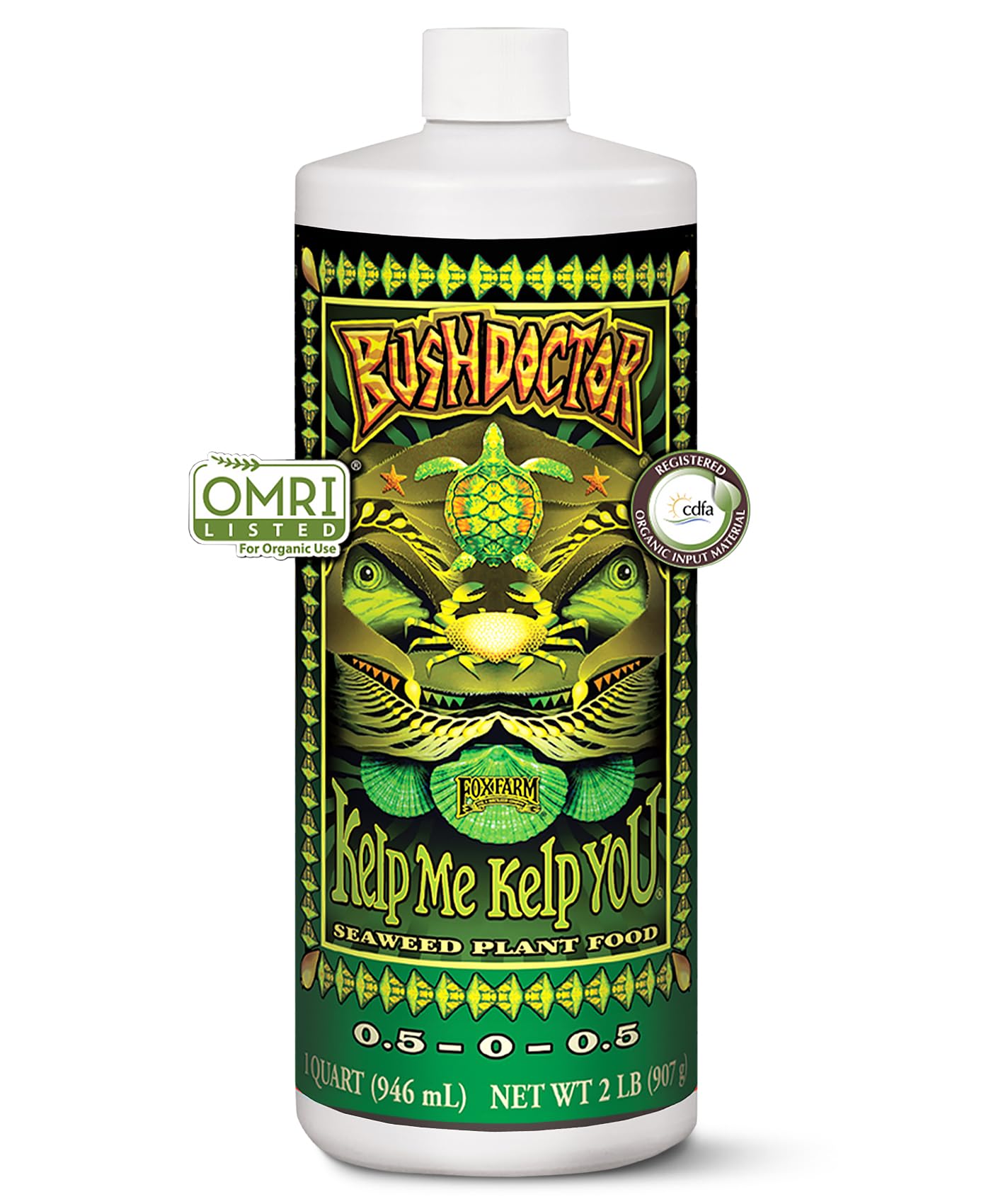 FoxFarm bottle front label showing product benefits and organic certification
