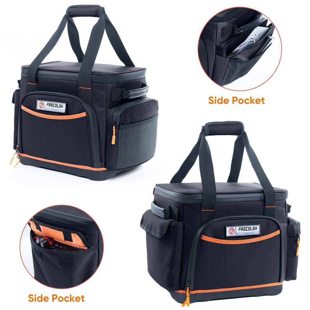 FRECOLSH carrying case at campsite keeping Jackery protected during outdoor use