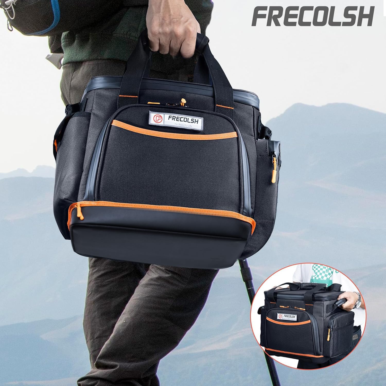 FRECOLSH multiple pockets storing cables and adapters for organized packing