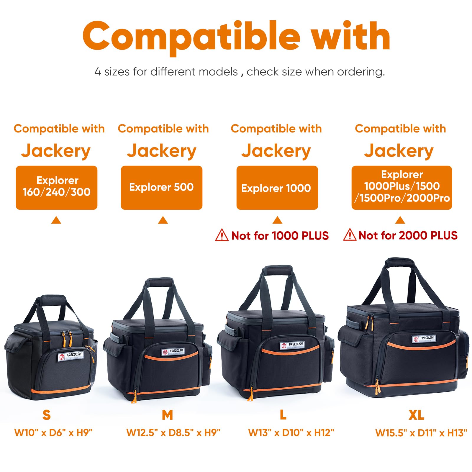 FRECOLSH size comparison with Jackery unit illustrating correct fit before purchase