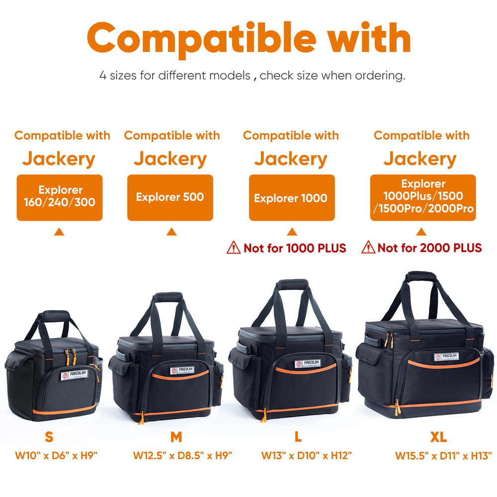 FRECOLSH size comparison with Jackery unit illustrating correct fit before purchase