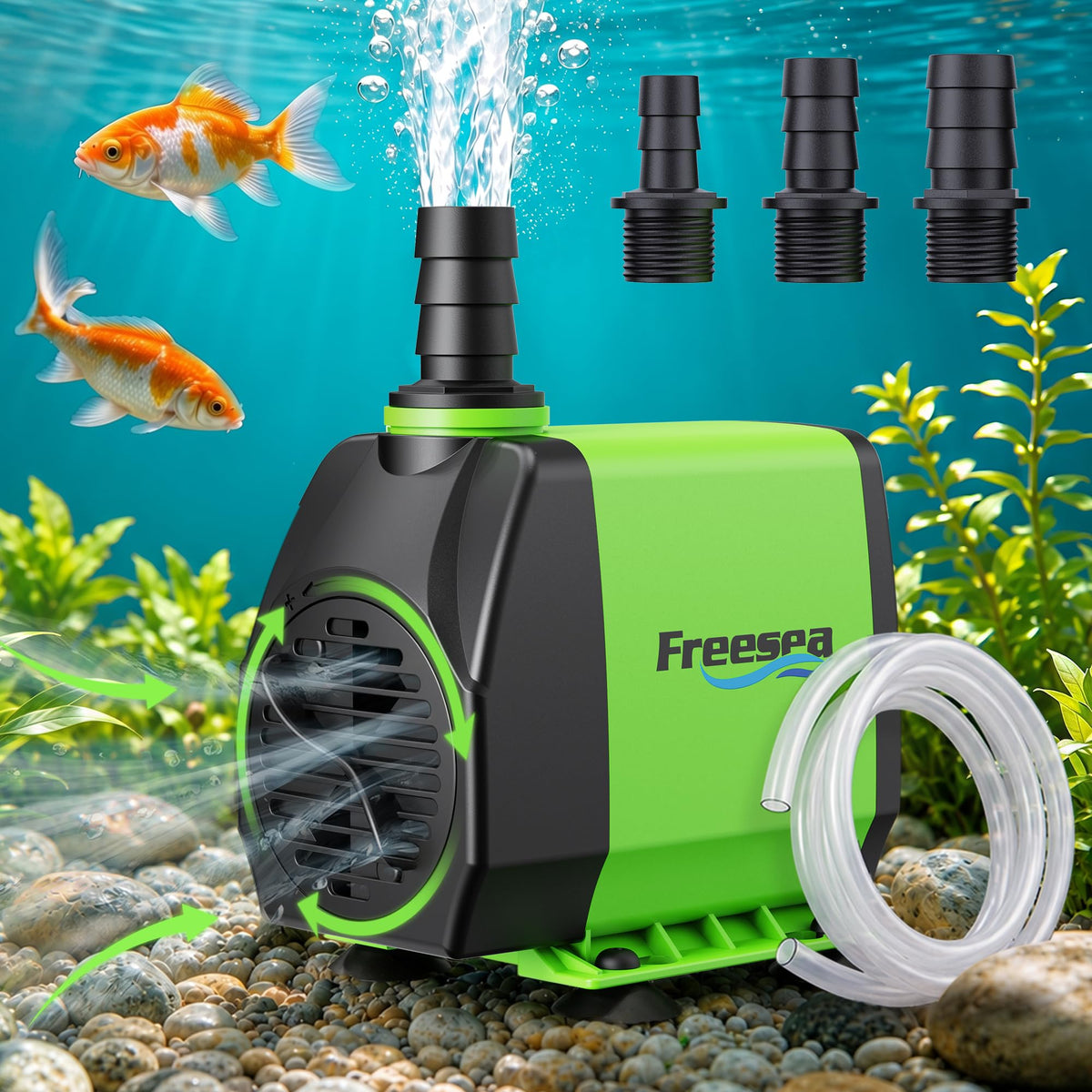 FREESEA front profile showing compact pump and stability benefit