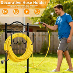 Freexployer hose wrapped on stand showing tangle-free, easy access benefit