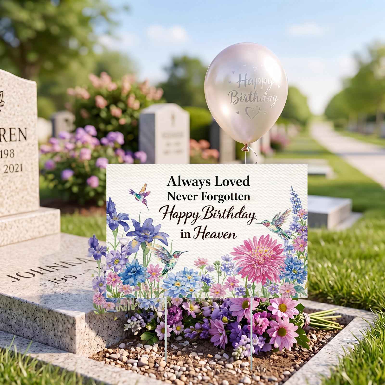 Frienda sign paired with flowers and candle creating a personalized memorial