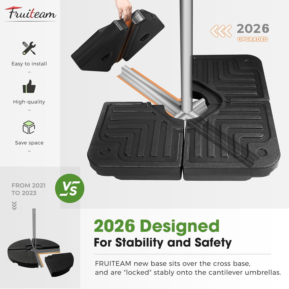 FRUITEAM assembled around umbrella pole securing cantilever stability