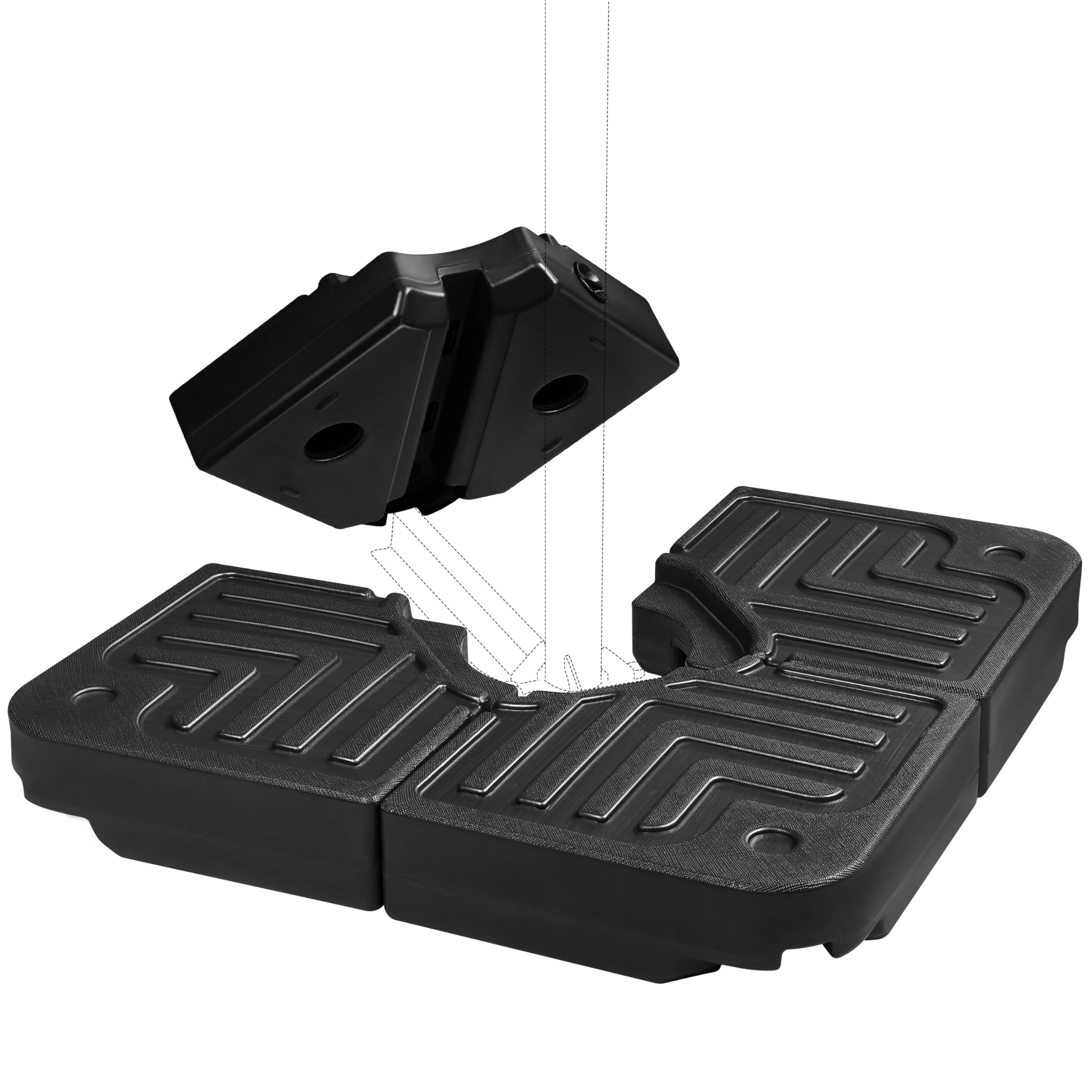 FRUITEAM front view of square umbrella base showing stable support