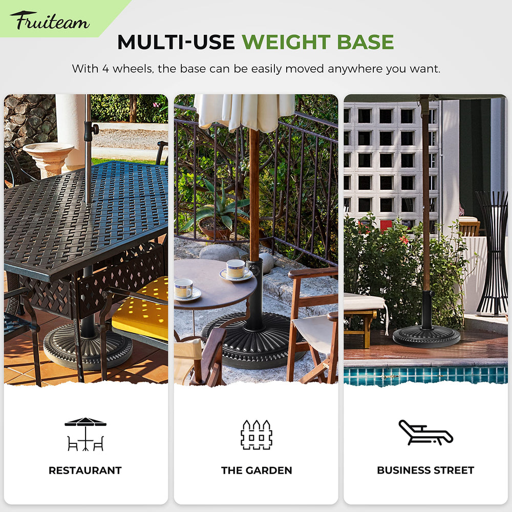 FRUITEAM poolside scene showing decorative pattern and splash resistance