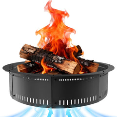 Fruyyzl front view of 60-inch fire ring showing sturdy build and easy setup benefit