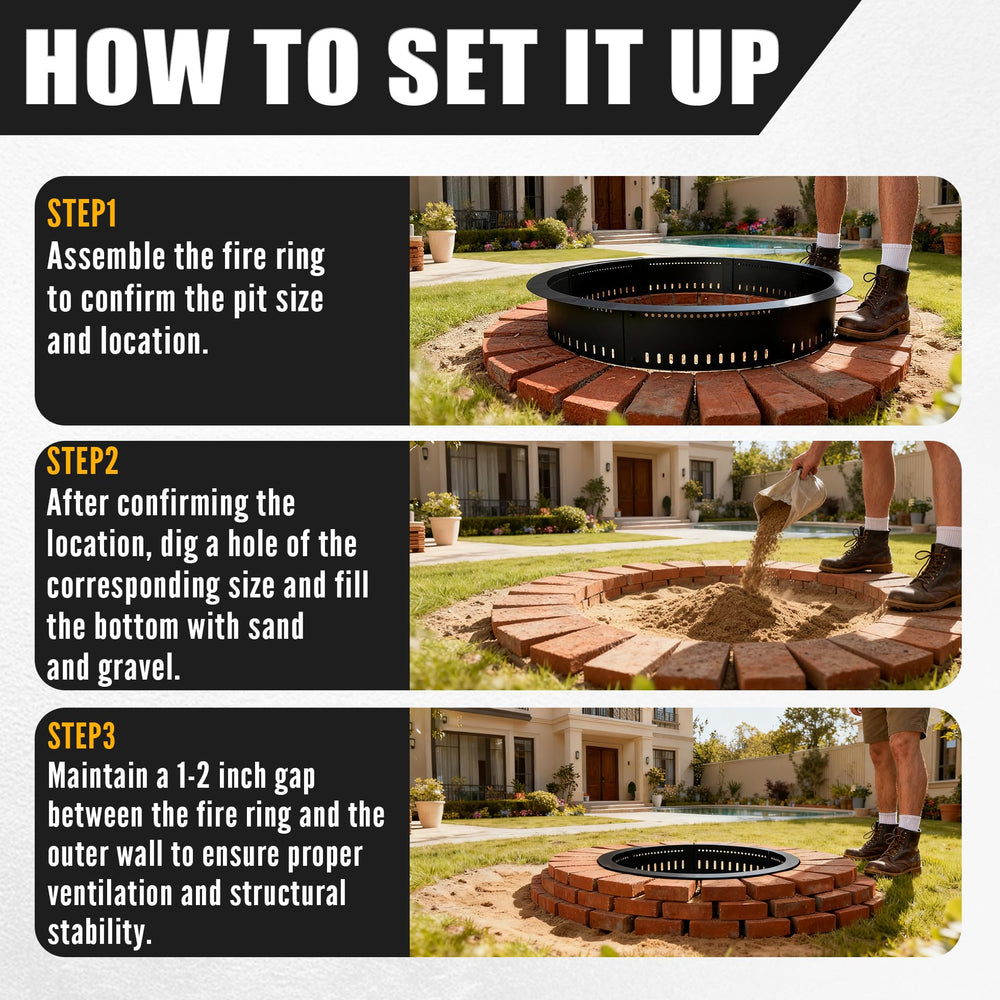 Fruuyzl ring embedded in pavers showing seamless finish for permanent fire pit