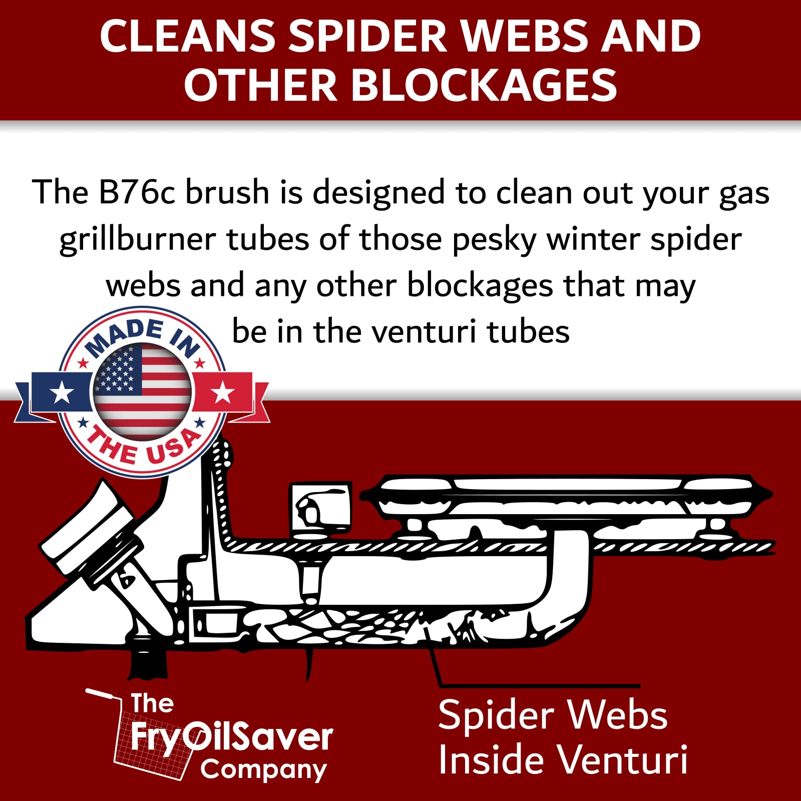 THE FRYOILSAVER COMPANY flexible stem bending to reach curved venturi tubes effectively