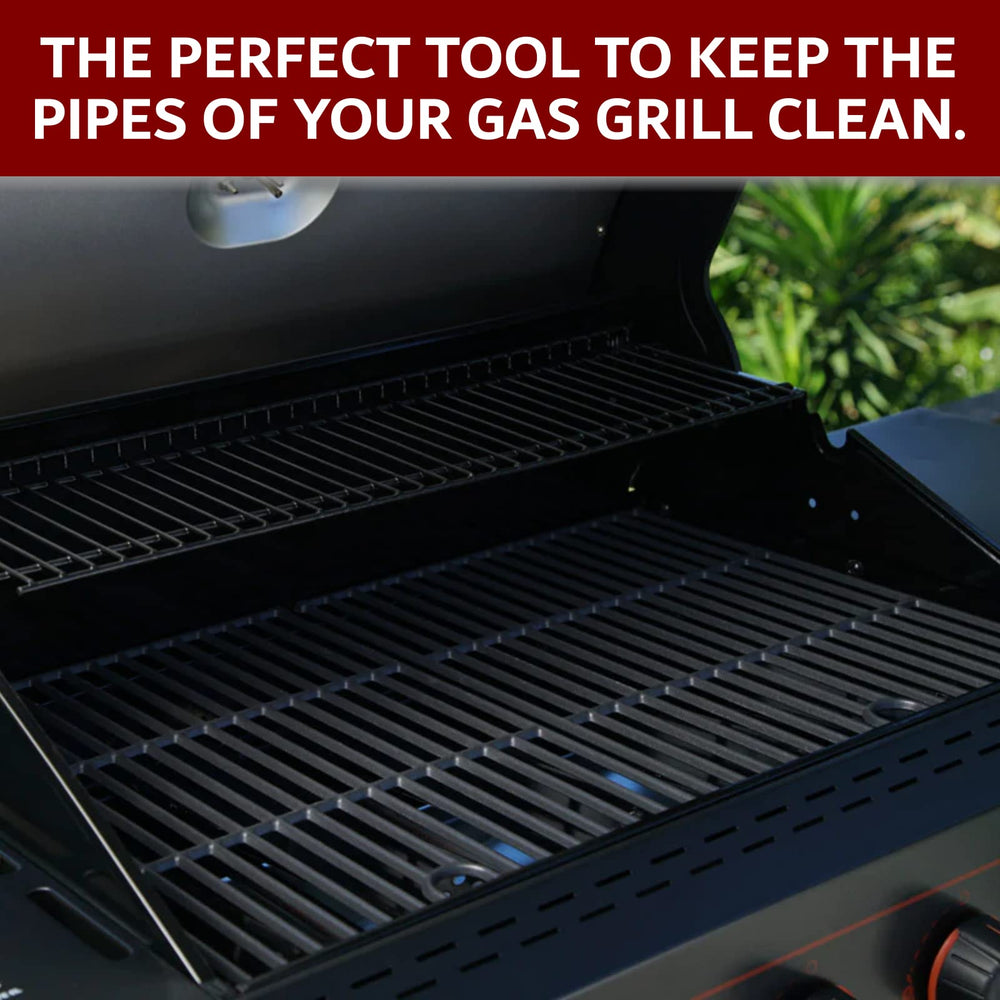 THE FRYOILSAVER COMPANY brush being used to clean a grill preventing flare-ups