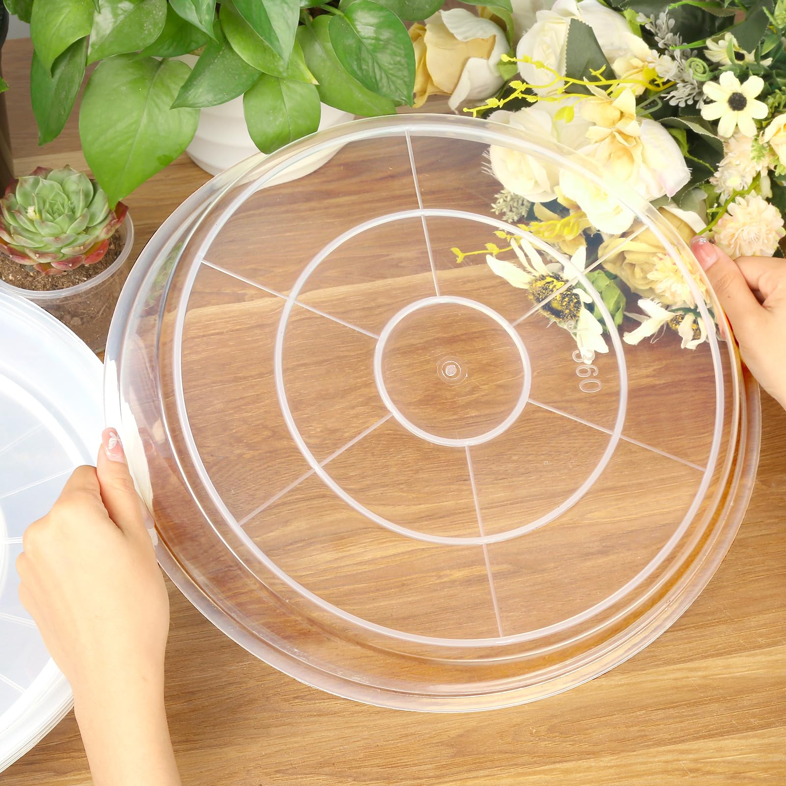 FUIJOL saucers arranged on a patio with plants, blends with outdoor décor