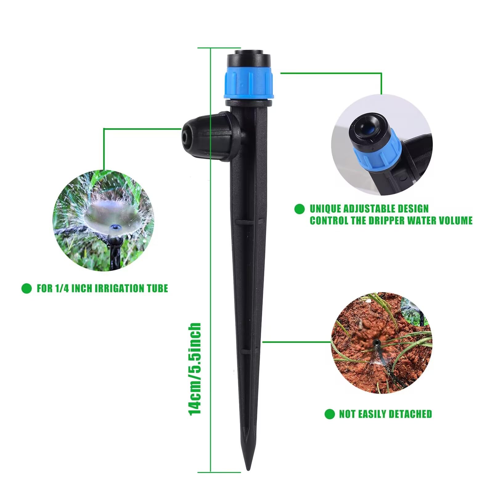 FULAIERGD emitter on stake inside a plant pot showing stable placement