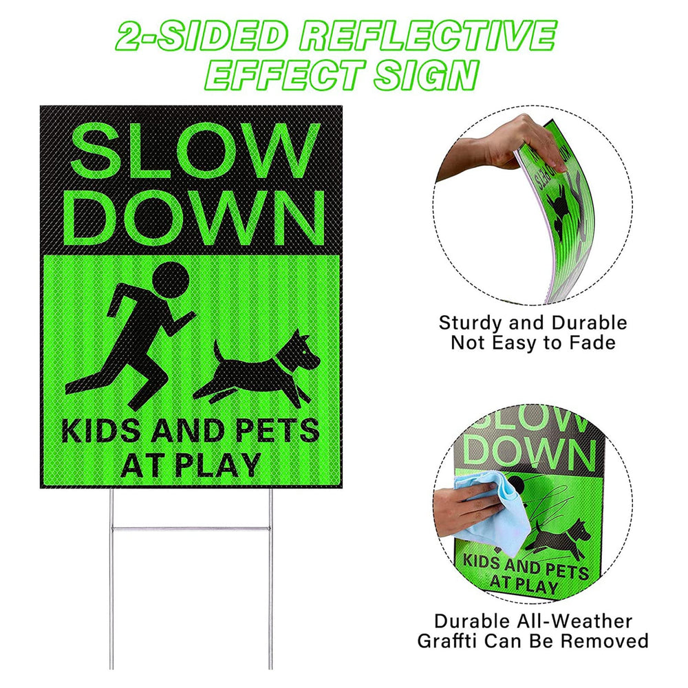 Fumete assembled sign with metal stake demonstrating fast tool-free setup