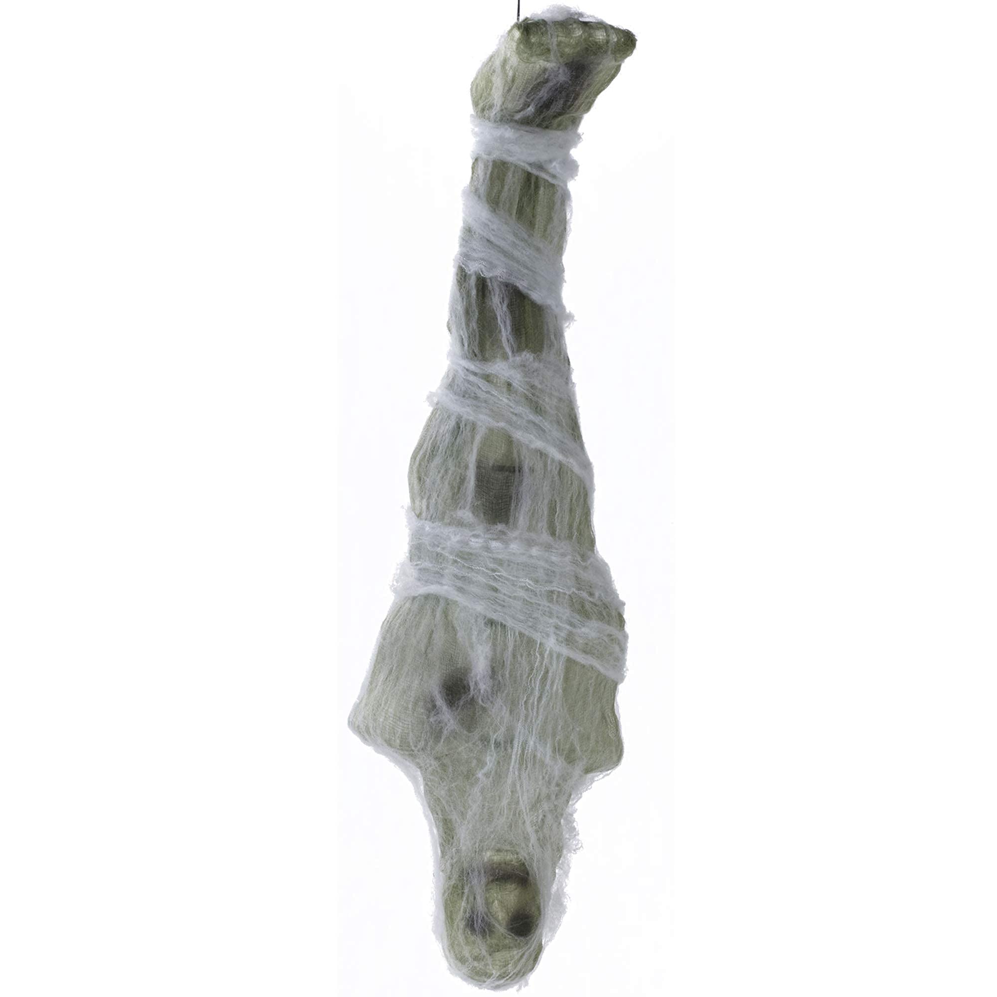 Fun World front view of 72in cocoon corpse for striking porch display