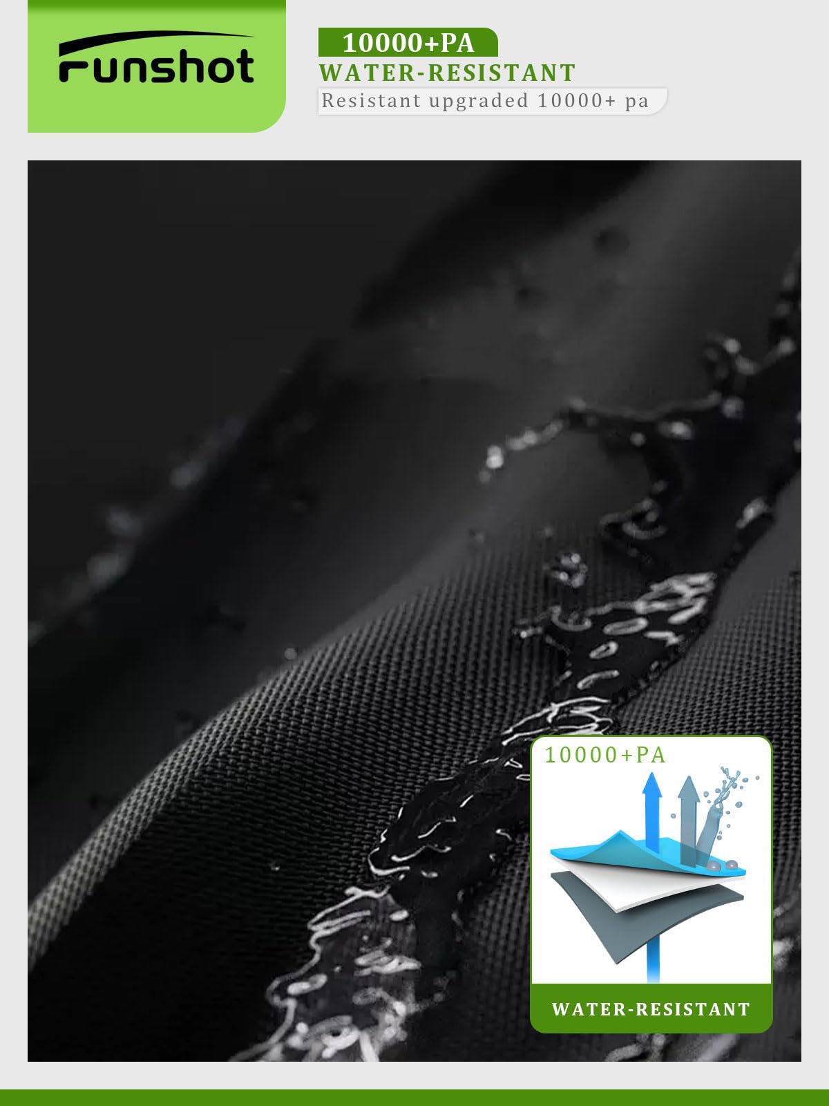 Funshot cover fitted on hanging egg chair showing clean protection outdoors