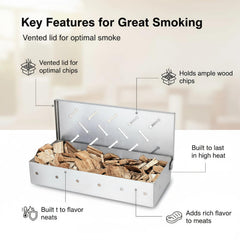 Fving smoker box hinged lid open demonstrating easy refill access and safe hands-free use