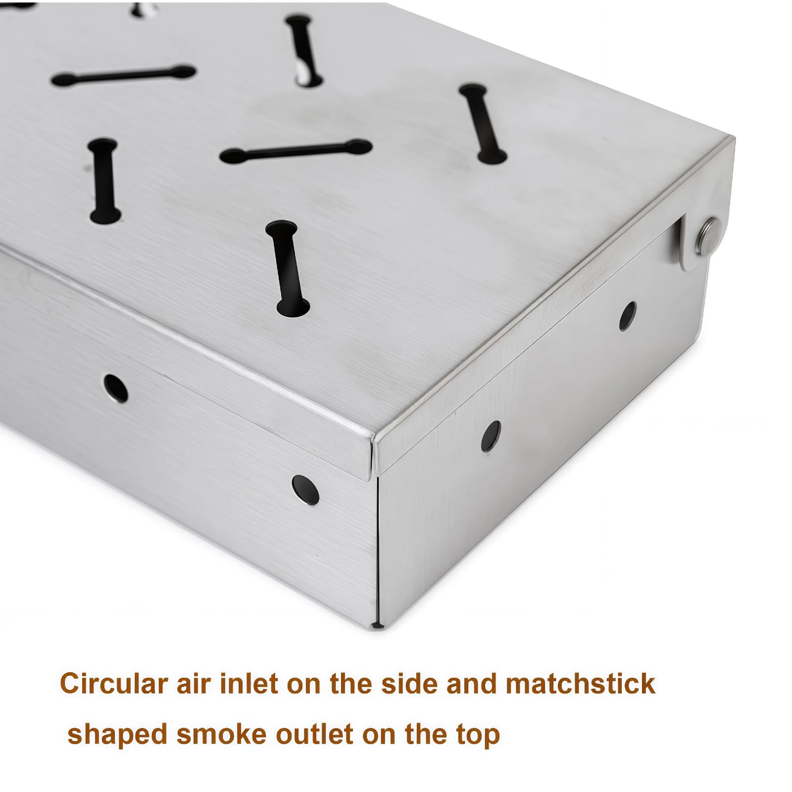 Fving smoker box next to a ruler for size comparison highlighting compact footprint and capacity