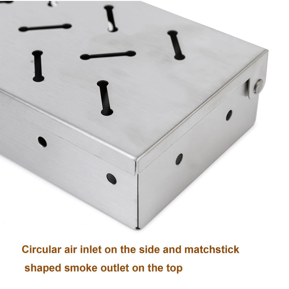 Fving smoker box next to a ruler for size comparison highlighting compact footprint and capacity