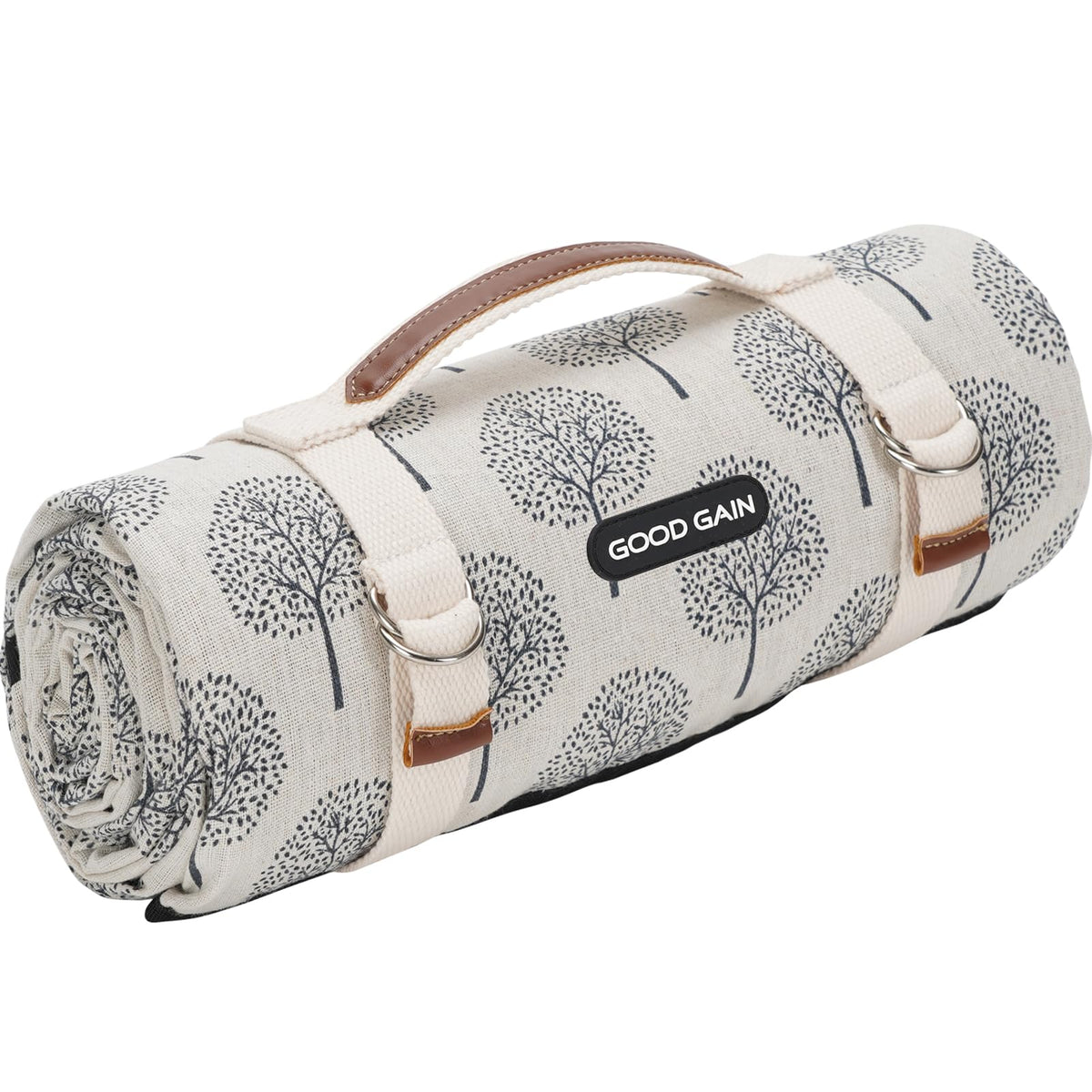 G GOOD GAIN folded blanket tote showing compact portability and easy carrying
