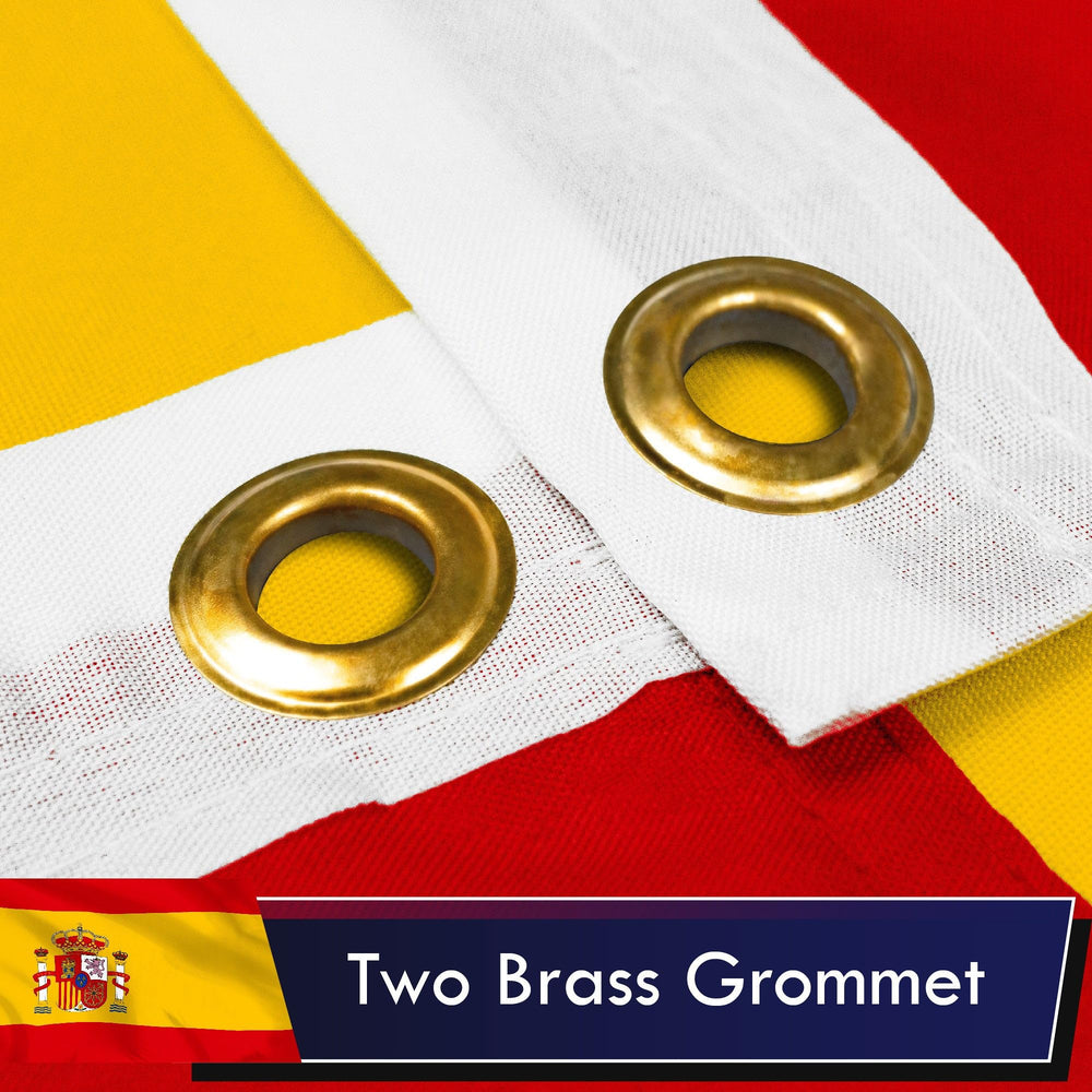 G128 Spain flag close-up of 100D polyester texture for durability