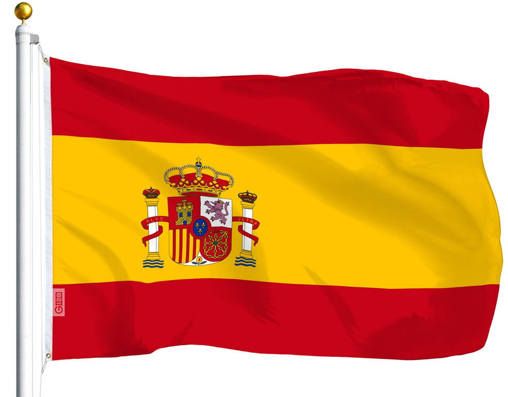 G128 Spain flag front view showing vibrant colors and clear design