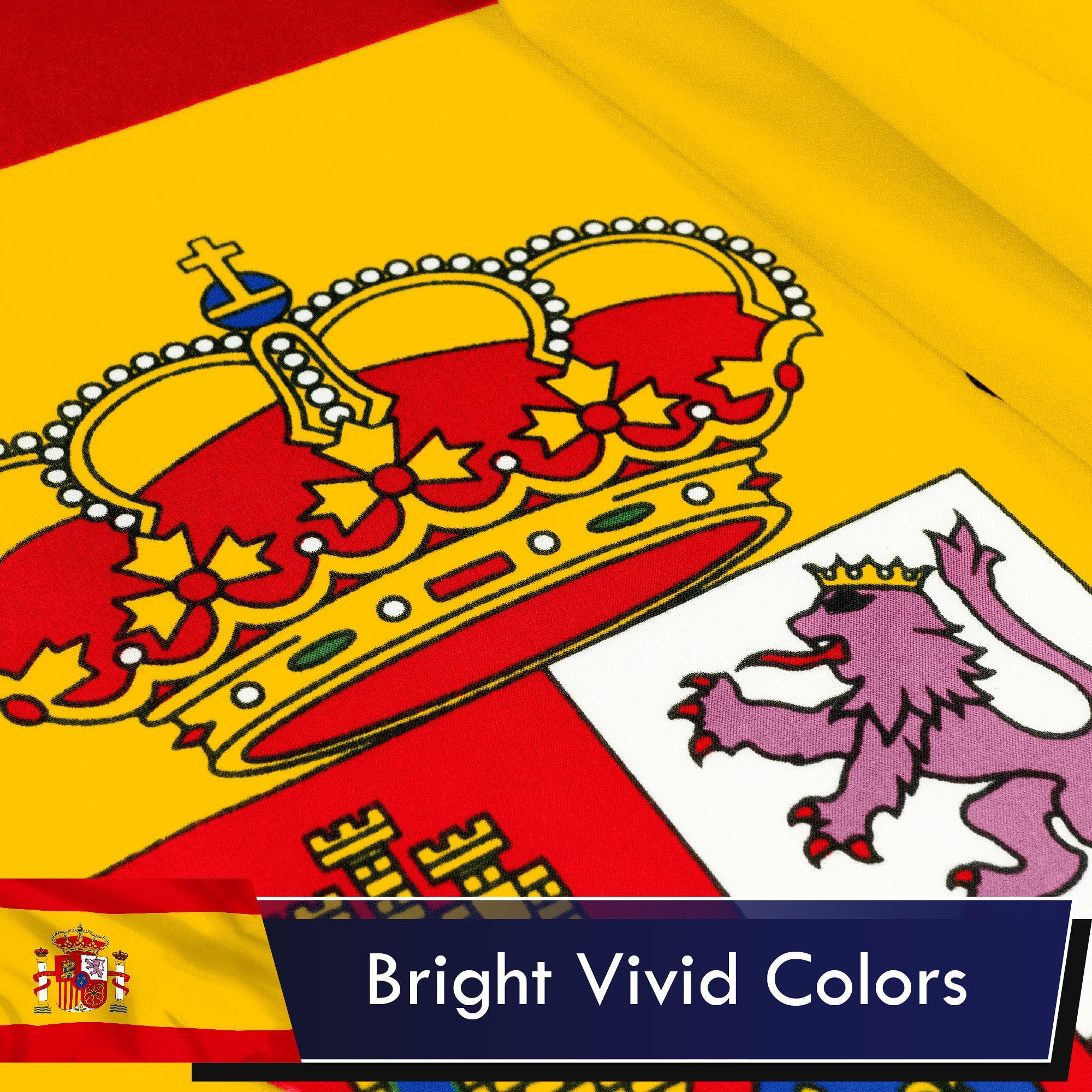 G128 Spain flag brass grommet detail offering secure hanging