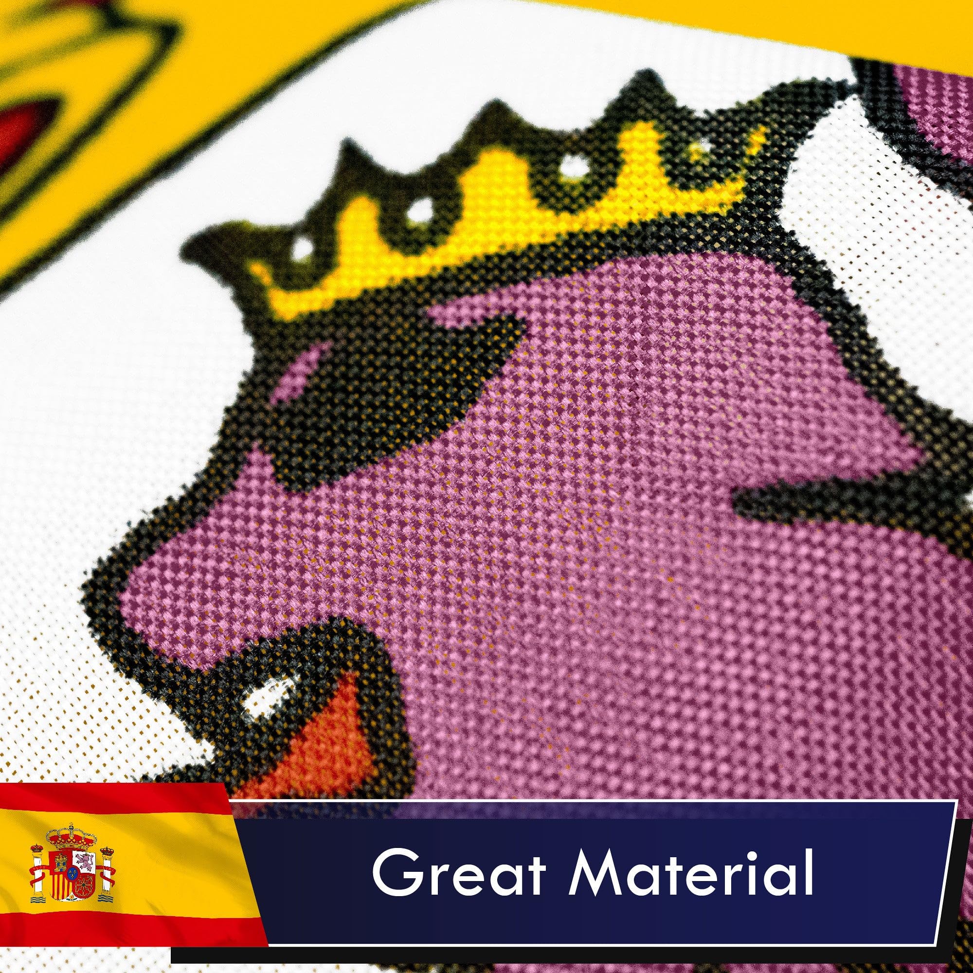 G128 Spain flag double-needle stitched hem preventing fraying