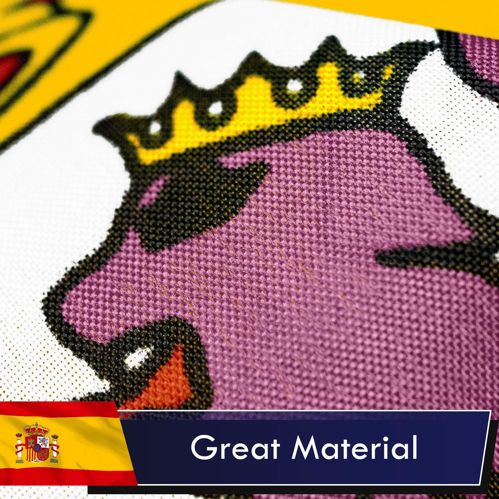 G128 Spain flag double-needle stitched hem preventing fraying