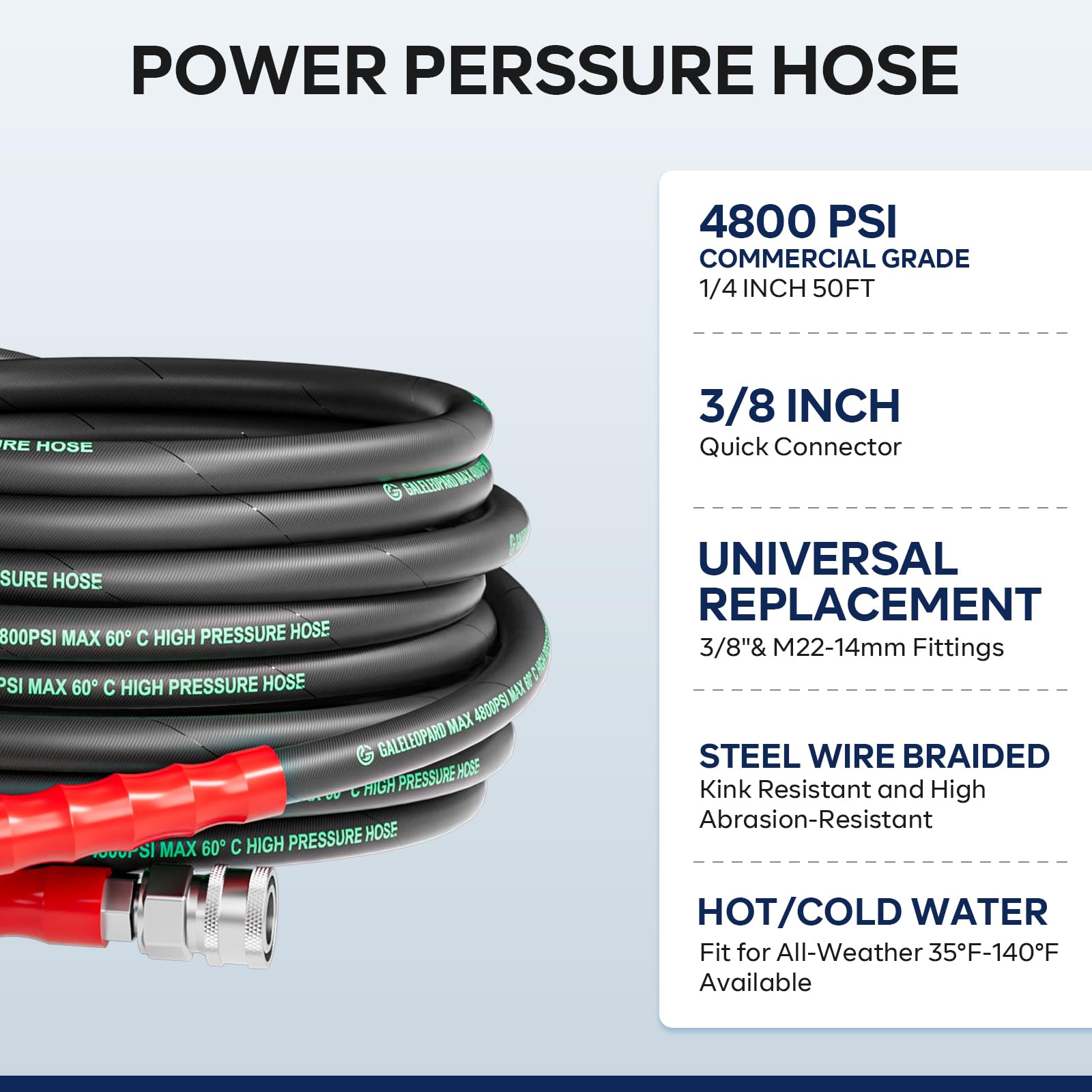 GALELEOPARD coiled 25ft hose demonstrating reach and storage convenience