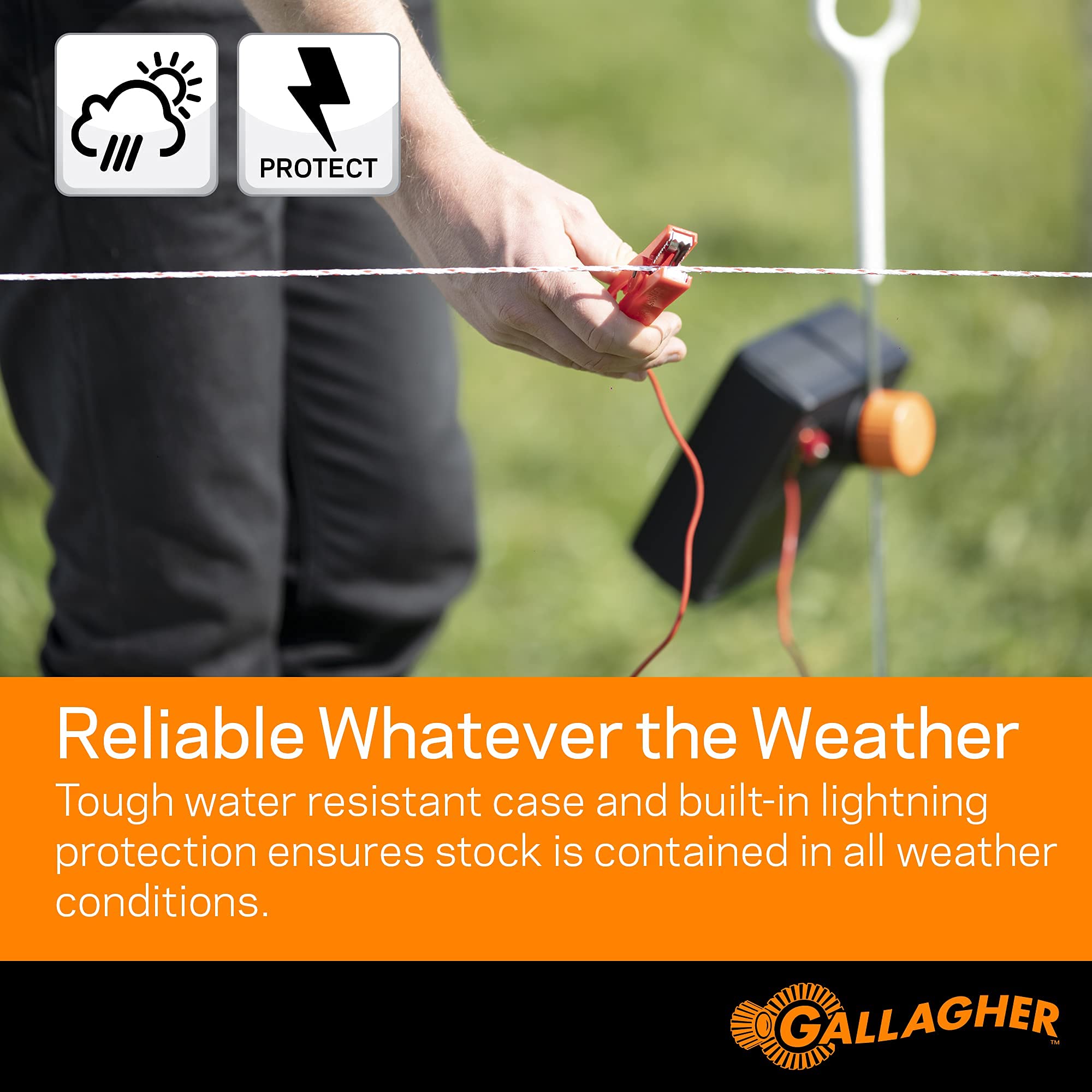 Gallagher S12 weatherproof housing texture indicating outdoor durability