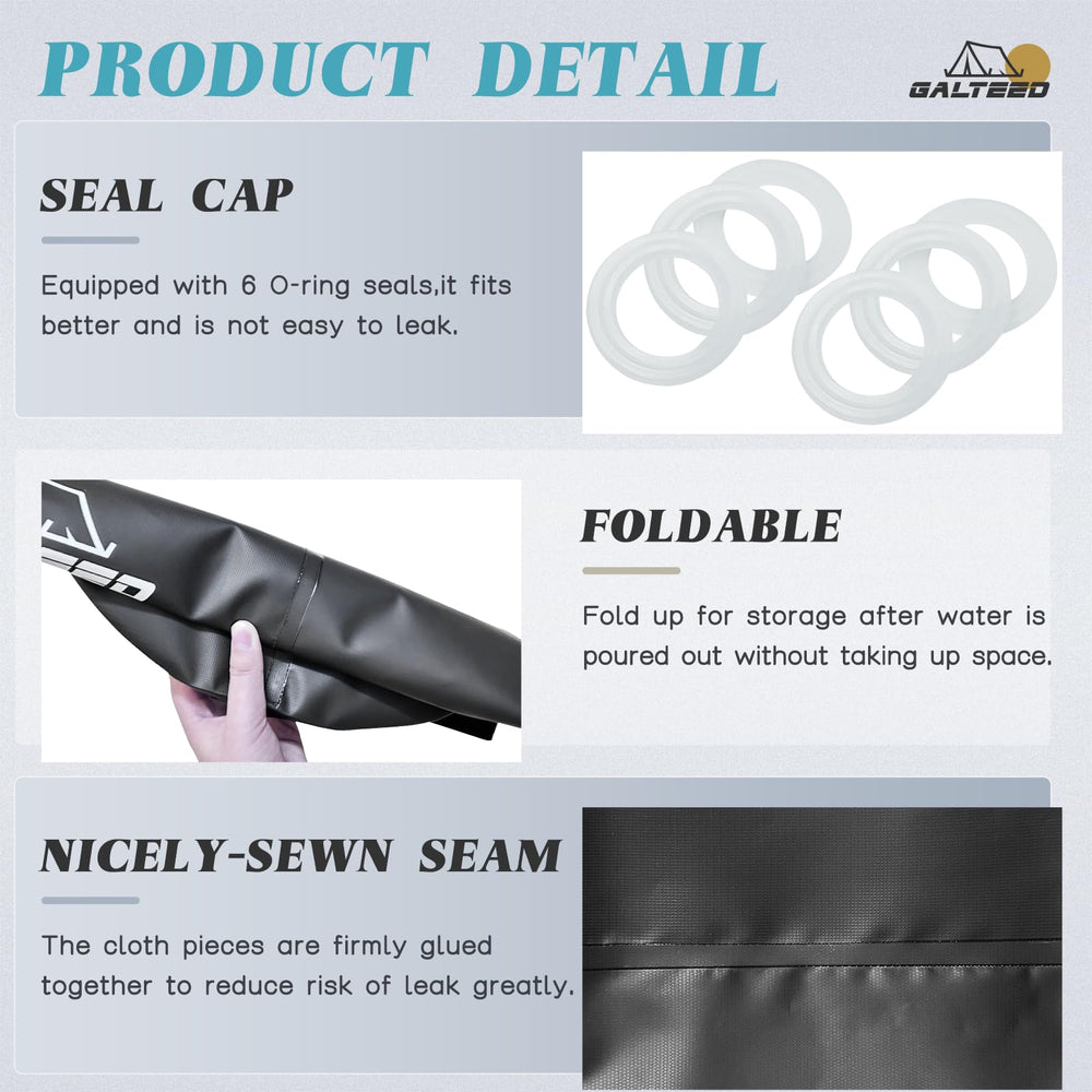 GALTEED three attachment straps and O-ring seals detail for secure canopy fastening