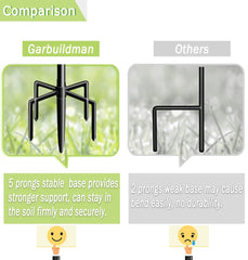 Garbuildman five-prong base in ground, demonstrates stable support in firm soil