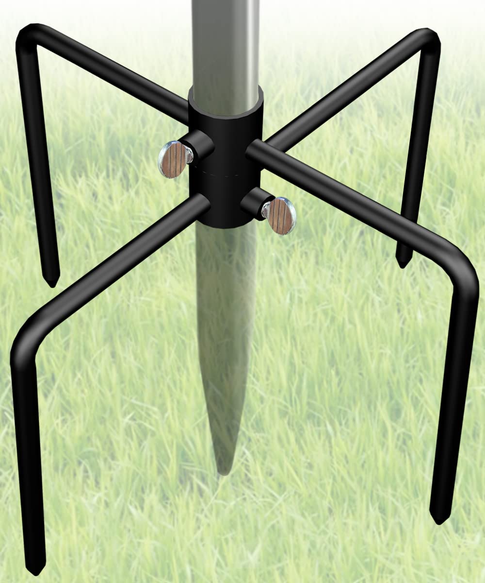 Garbuildman front view pole base showing four prongs for stronger anchoring
