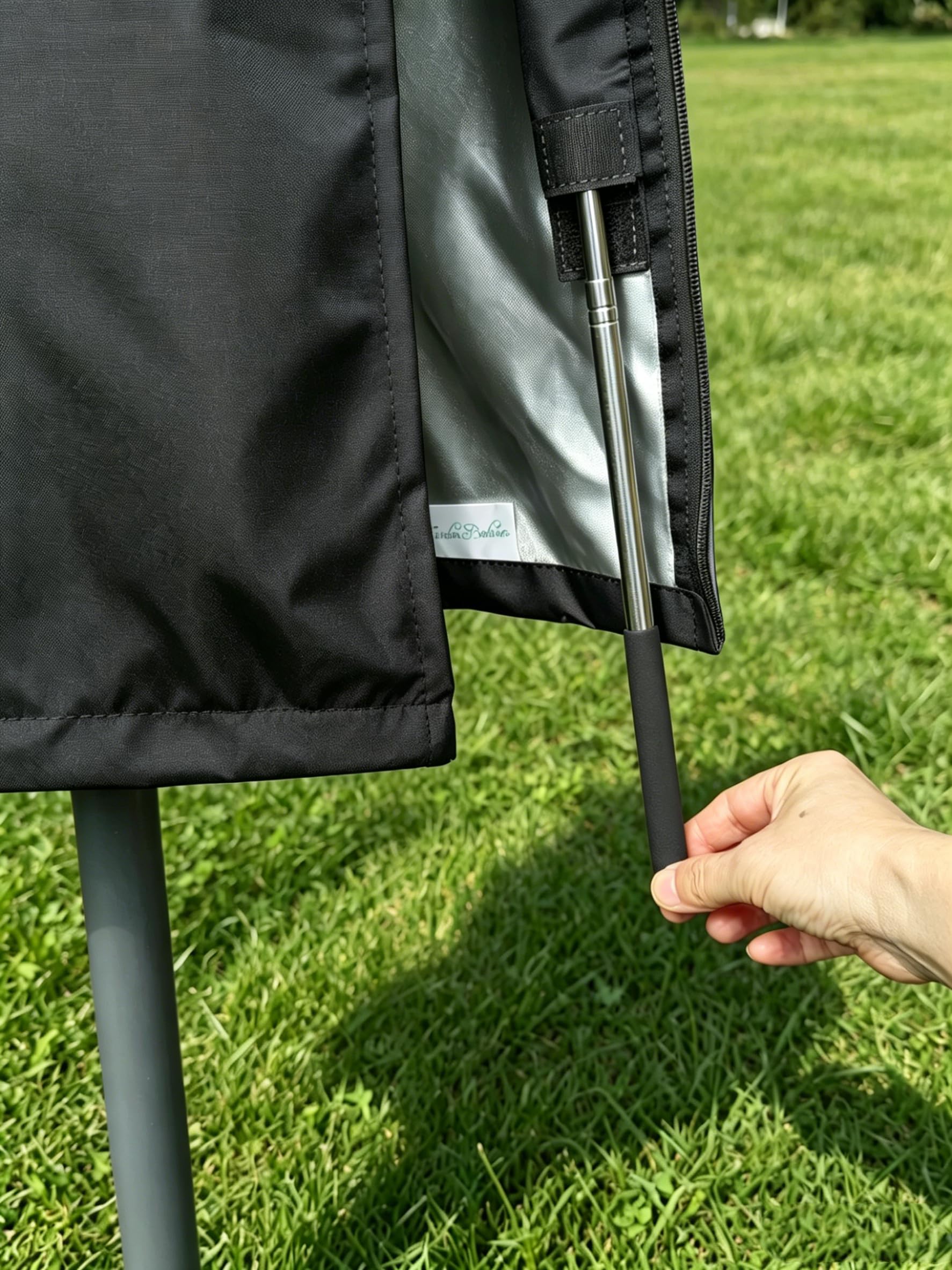 Garden Balsam drawstring cordlock detail securing cover against wind