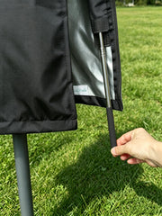 Garden Balsam drawstring cordlock detail securing cover against wind