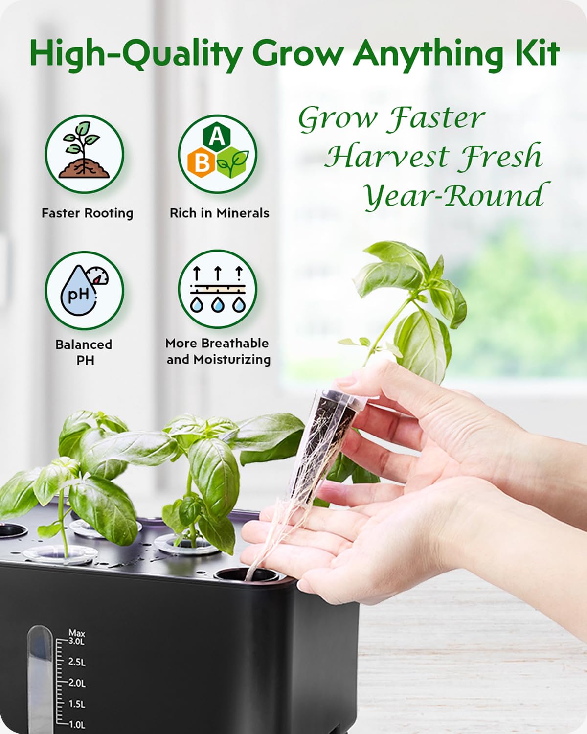 GARDENCUBE pod baskets and domes detail showing durable reusable plastic