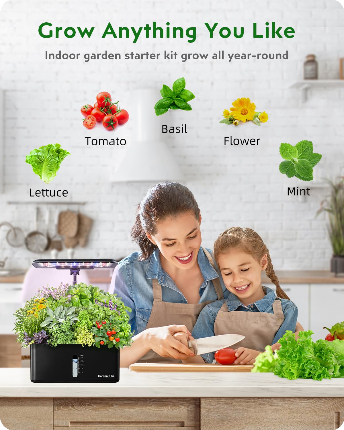 GARDENCUBE scale comparison with hand showing compact pod and sponge size