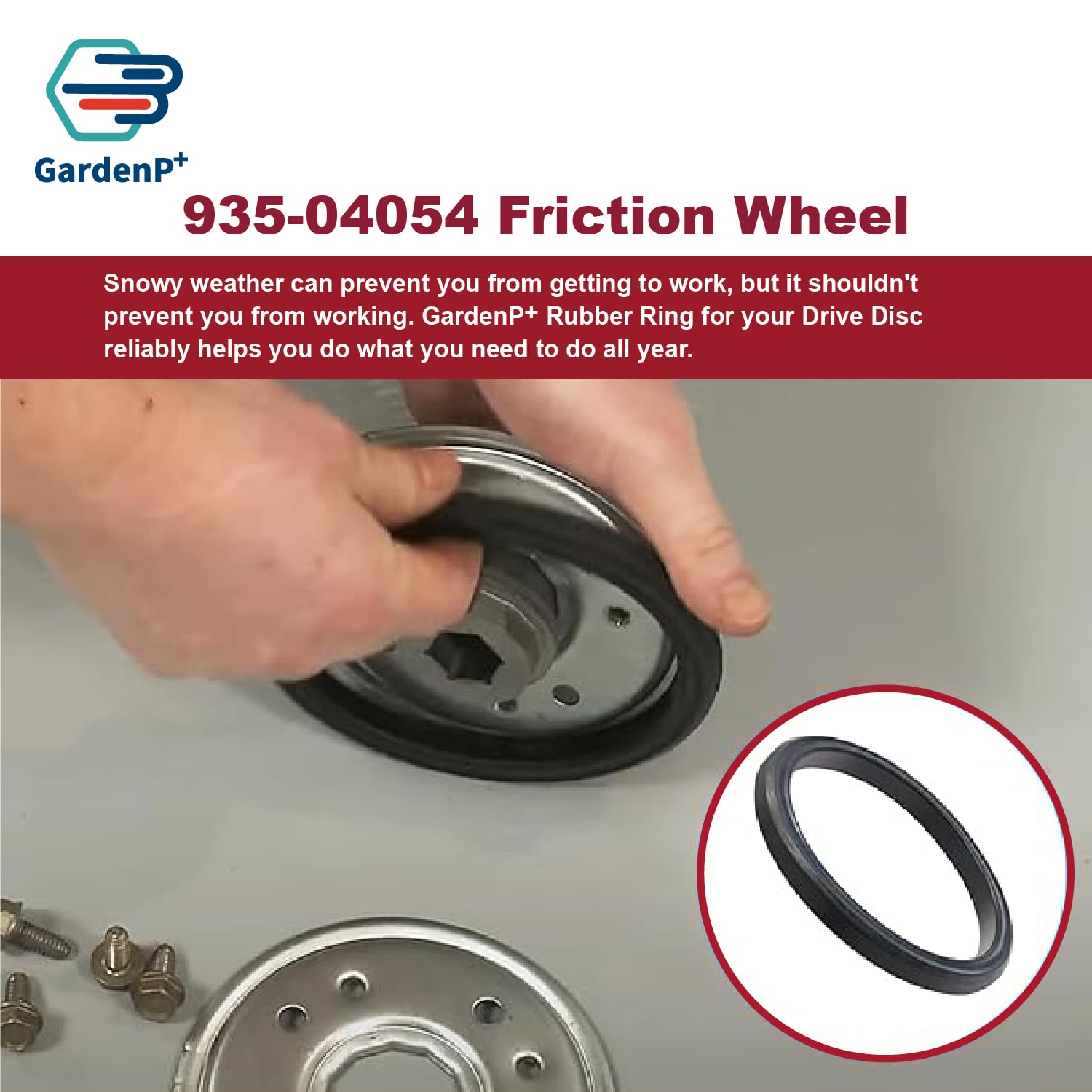 GardenP+ friction wheel size comparison with ruler for correct fit confirmation