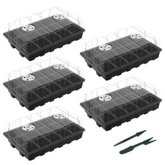 Gardzen front view of five black 15-cell trays showing full kit benefits