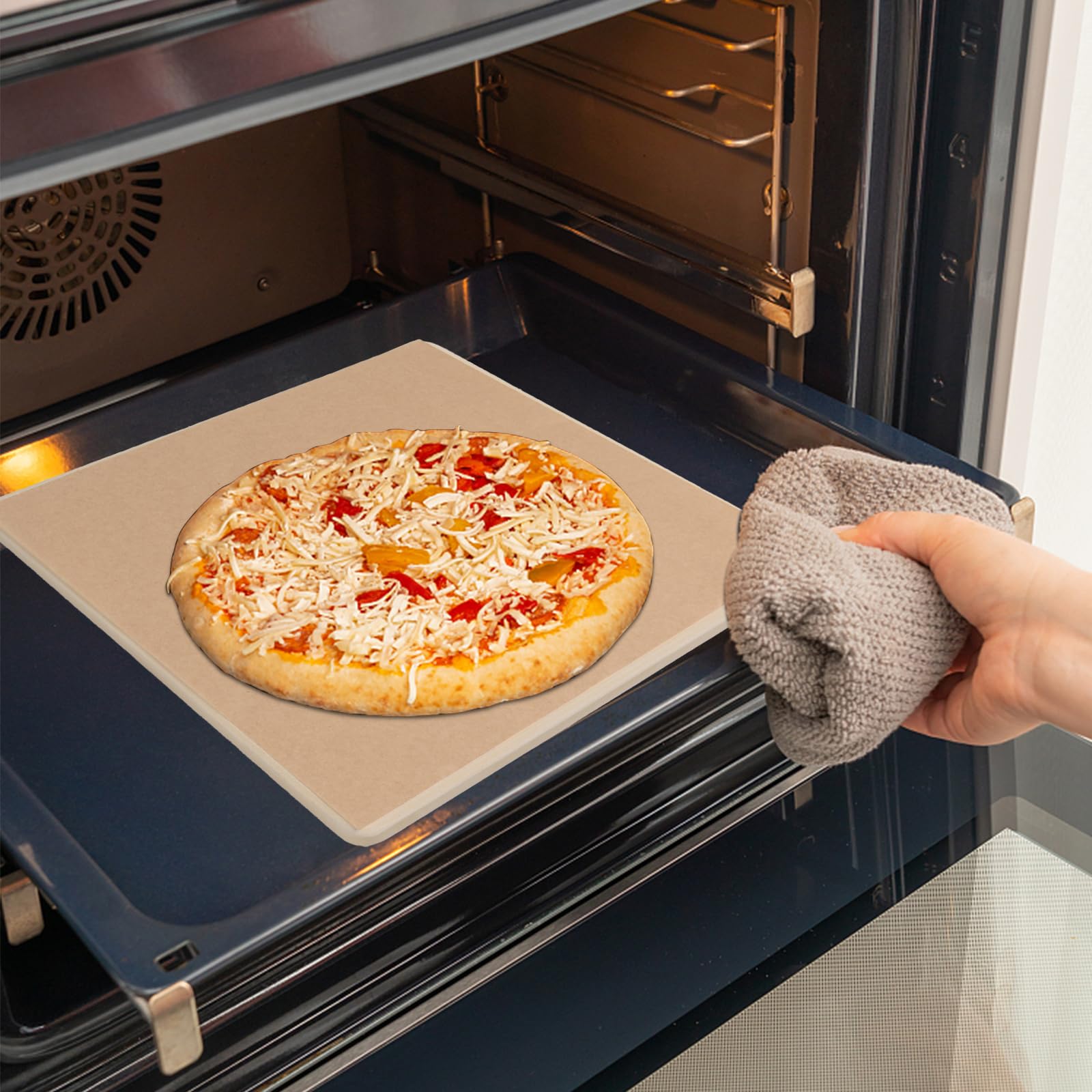 Garpernics baked pizza on stone illustrating crisp crust and even browning