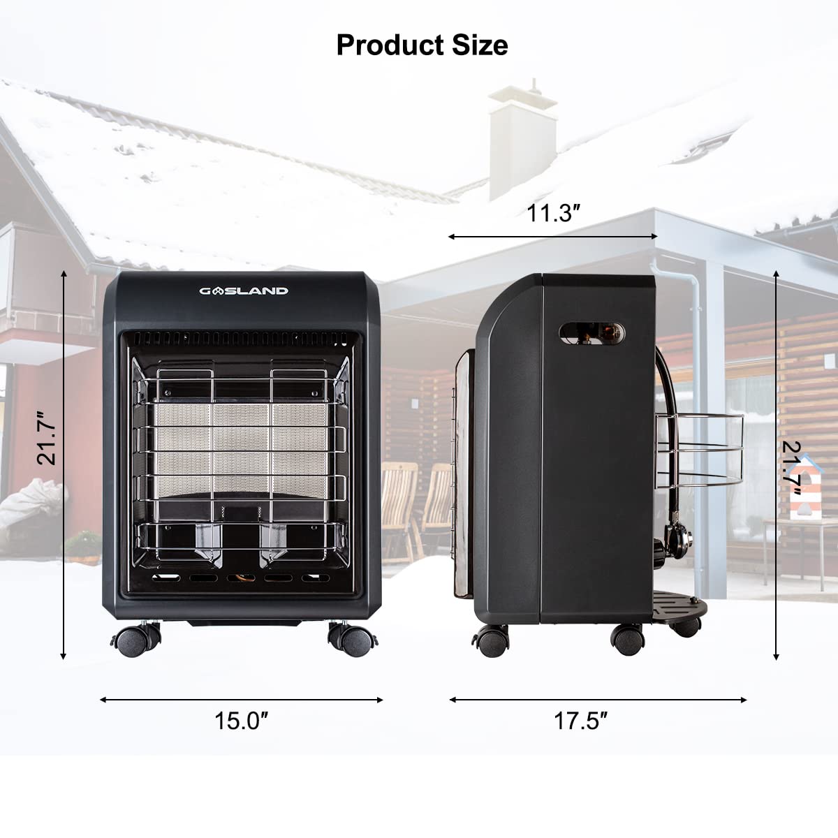 GASLAND size comparison next to door showing scale and space-saving footprint