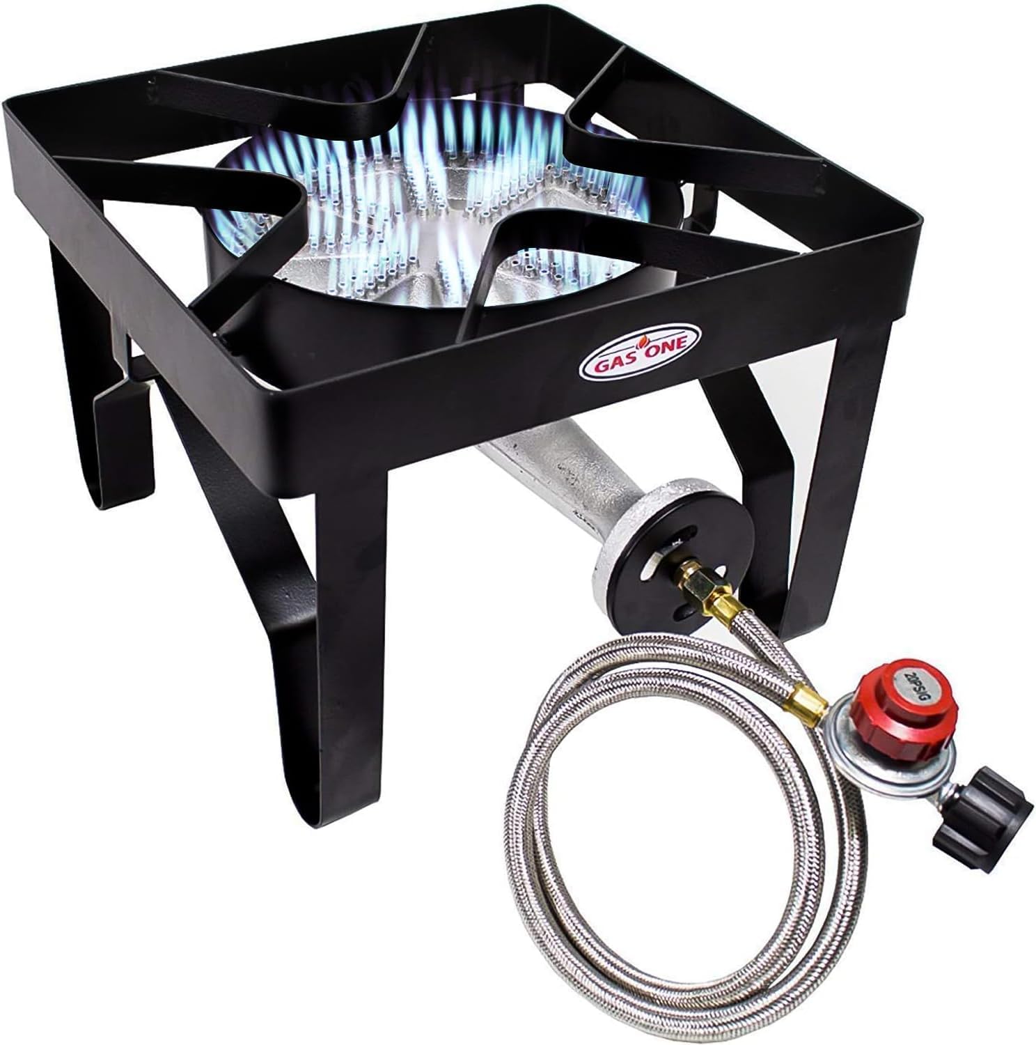 Gas One front view showing compact burner and control for reliable outdoor cooking