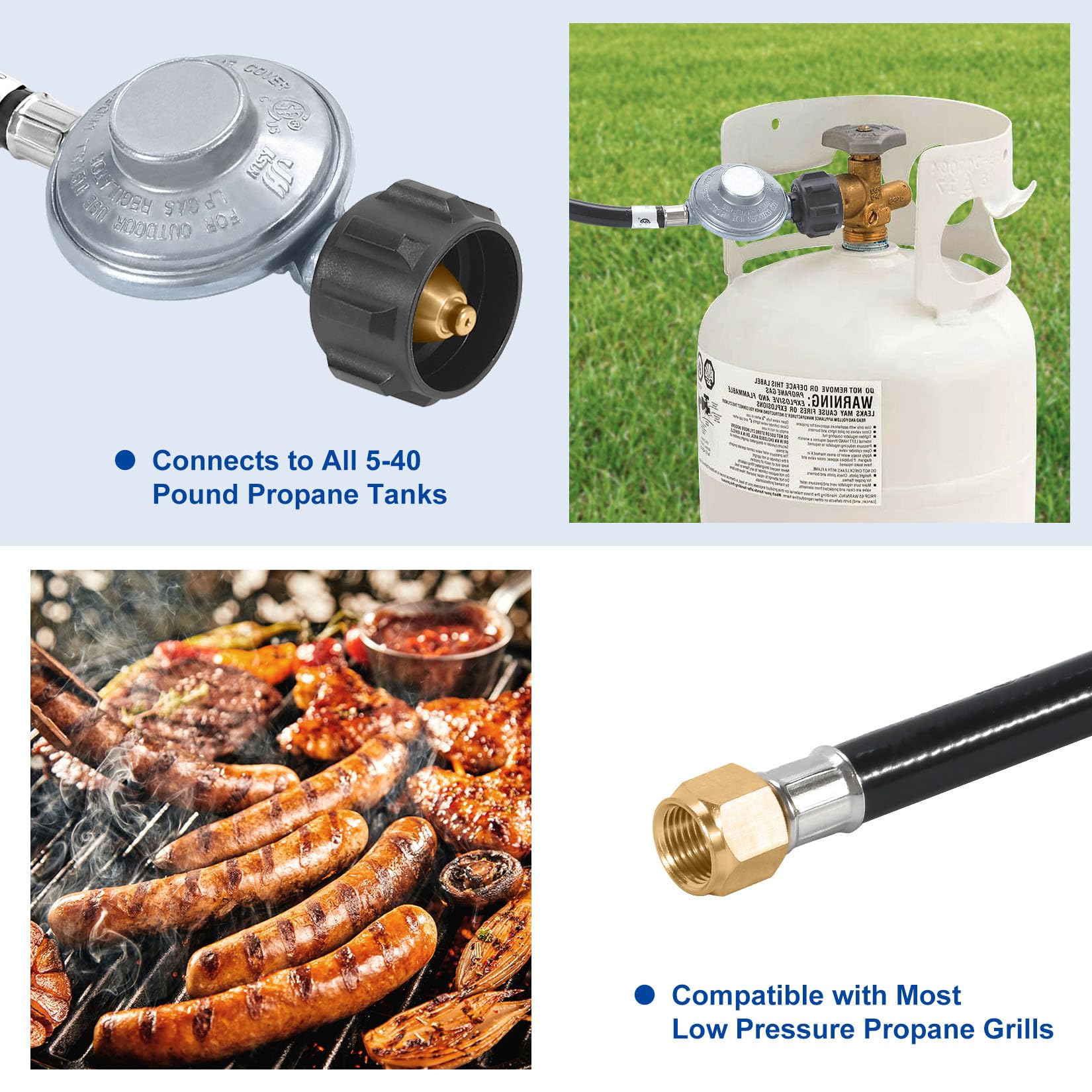 GasSaf regulator installed on grill side connection for easy replacement benefit