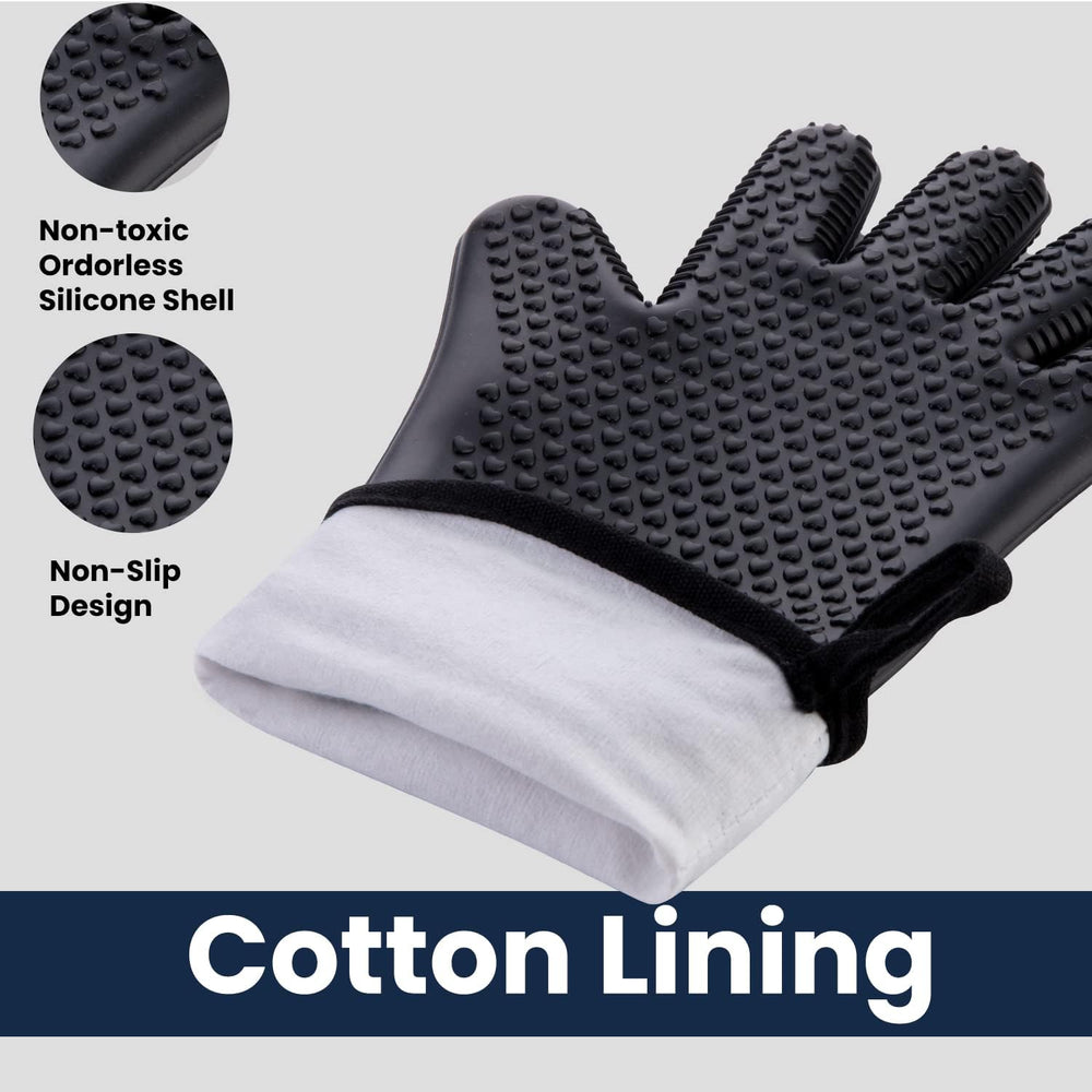 GEEKHOM glove holding tongs over grill, enables safe handling of hot food