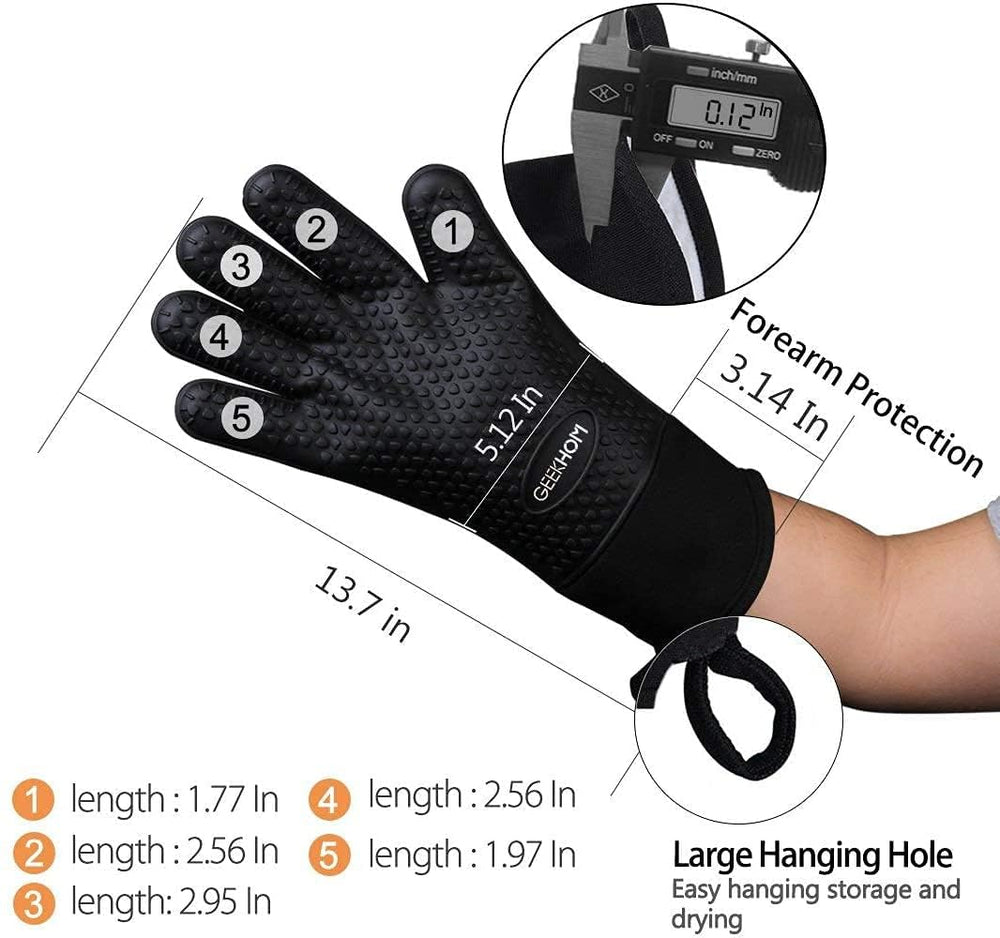 GEEKHOM glove on hand with ruler, shows universal fit and size scale