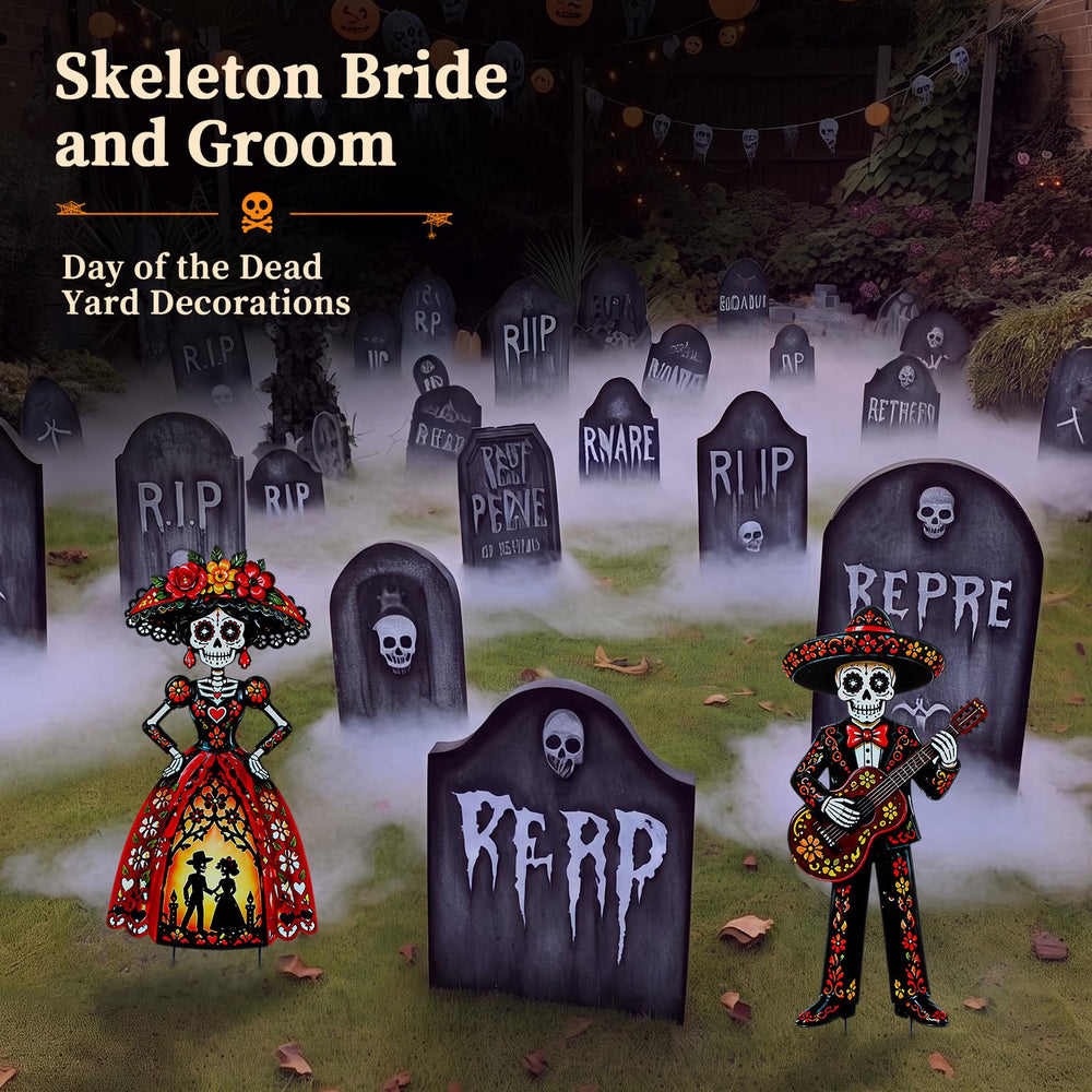 Geelin sugar skull next to ruler showing 15.75 inch height for size reference
