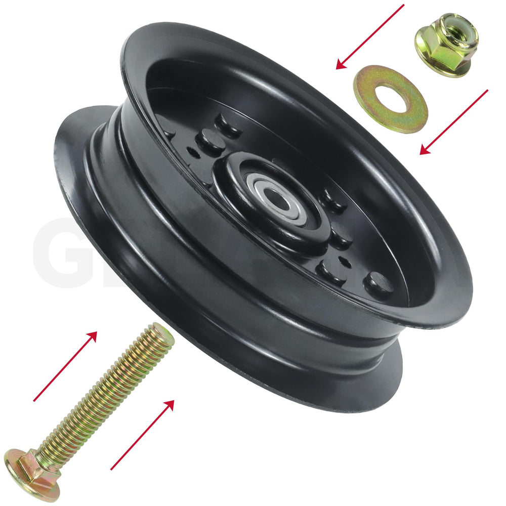 GELASKA angled pulley with belt engaged demonstrating smooth operation benefit