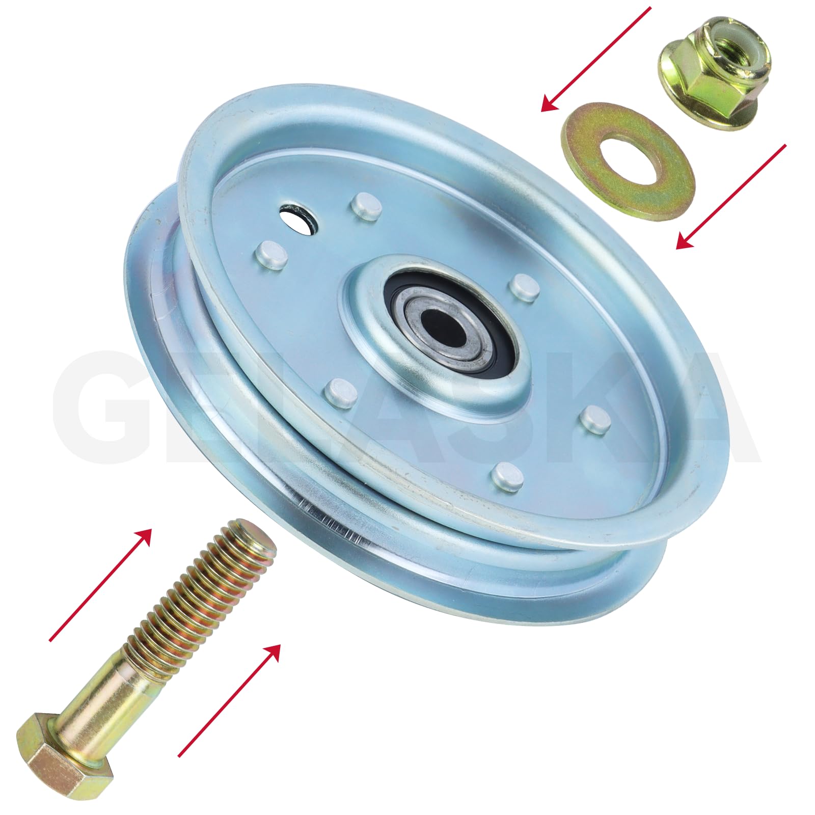 GELASKA pulley packaging and label confirming part number and compatibility benefit