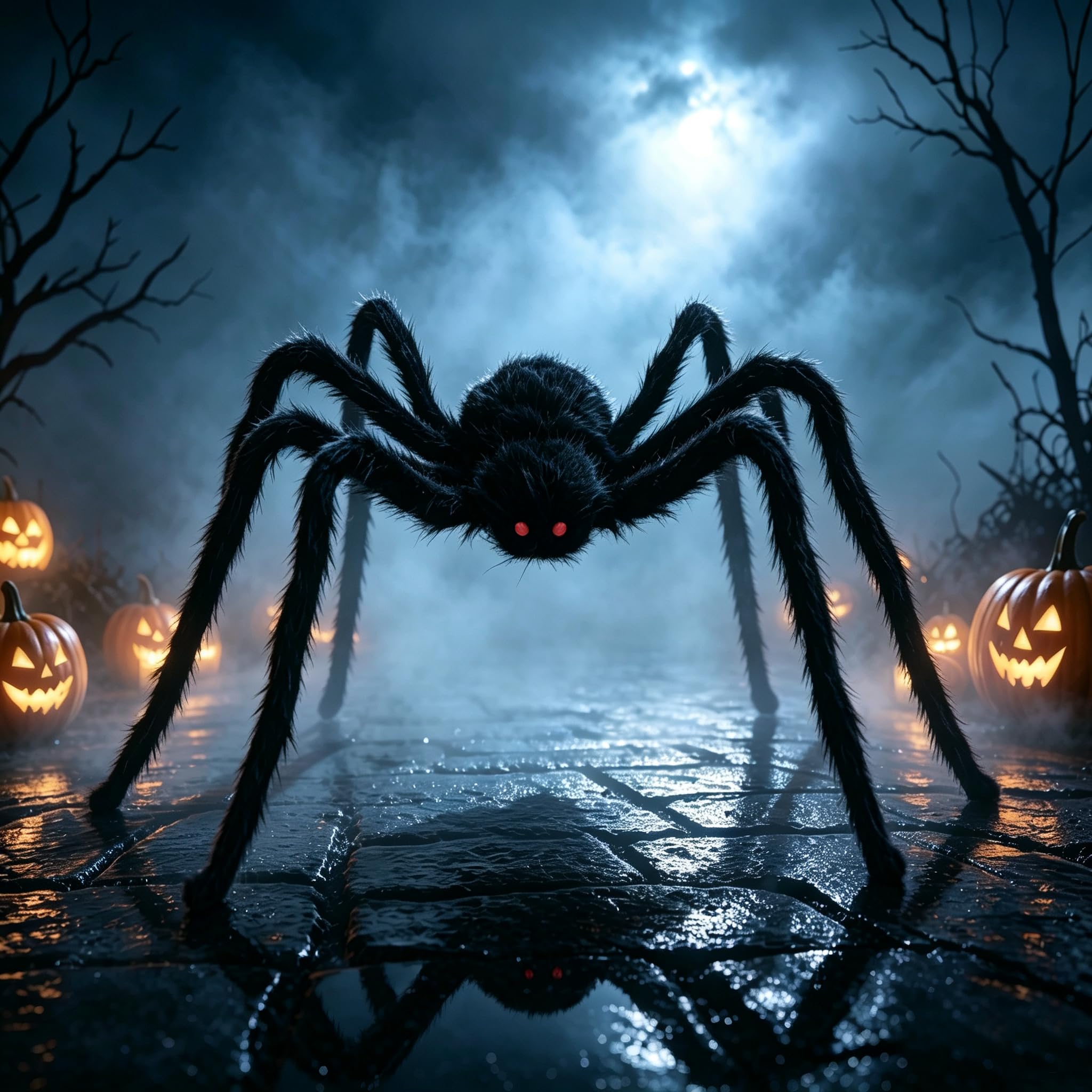 Generic giant spider front view showing full five-foot span and dramatic presence